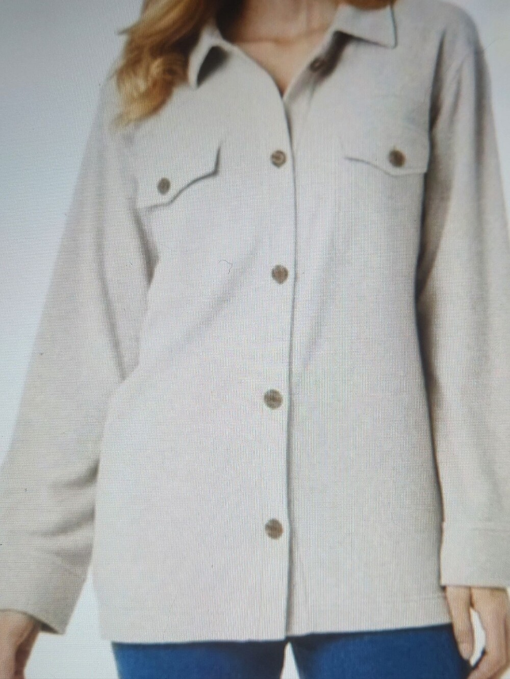 32 Degrees Women's Cream Quinoa Color Button-Front Shirt Soft. Size L